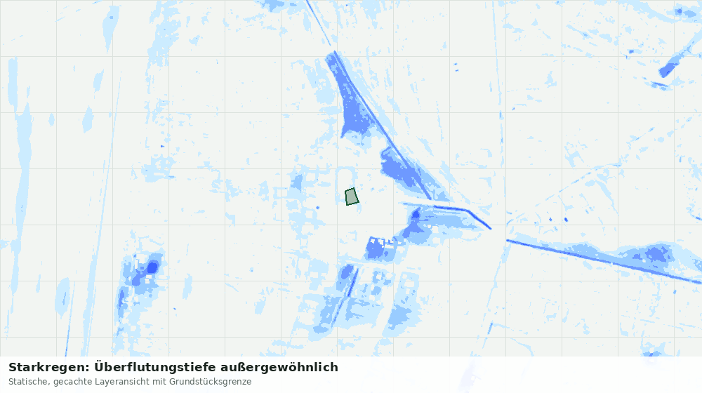 Statische Kartenansicht: Starkregen: Überflutungstiefe außergewöhnlich