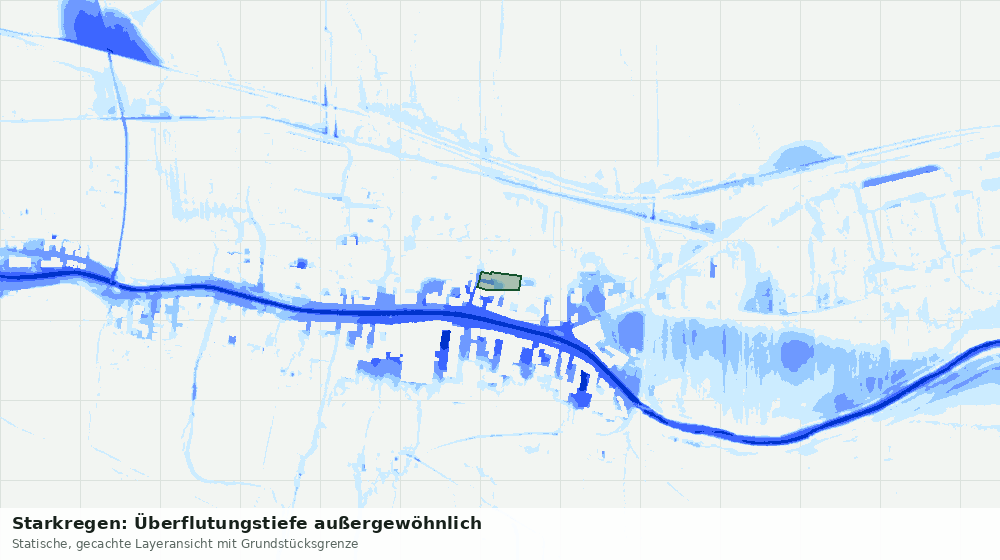 Statische Kartenansicht: Starkregen: Überflutungstiefe außergewöhnlich