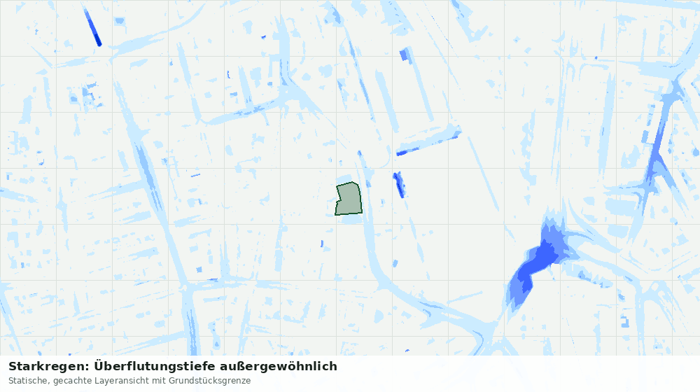 Statische Kartenansicht: Starkregen: Überflutungstiefe außergewöhnlich