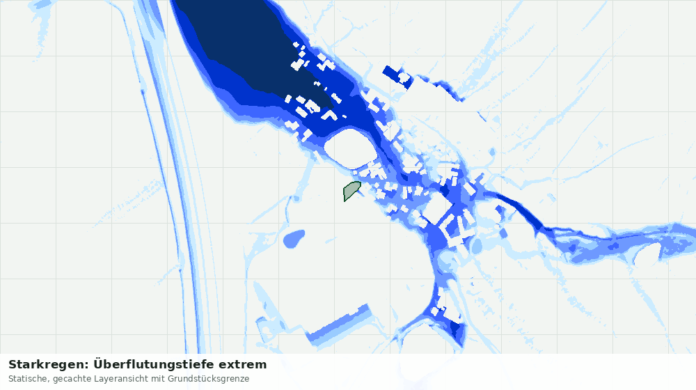 Statische Kartenansicht: Starkregen: Überflutungstiefe extrem