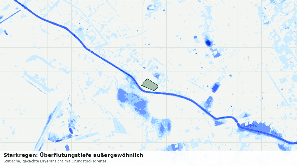 Statische Kartenansicht: Starkregen: Überflutungstiefe außergewöhnlich