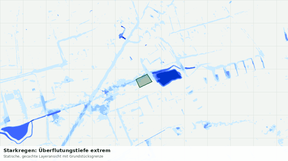 Statische Kartenansicht: Starkregen: Überflutungstiefe extrem