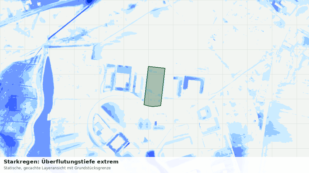 Statische Kartenansicht: Starkregen: Überflutungstiefe extrem