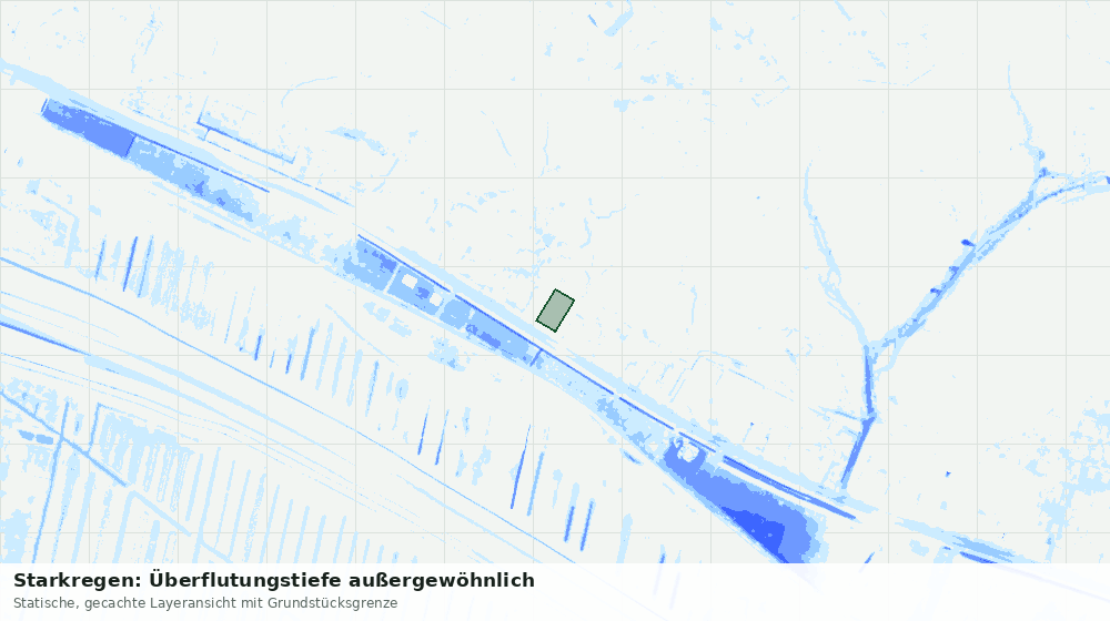 Statische Kartenansicht: Starkregen: Überflutungstiefe außergewöhnlich