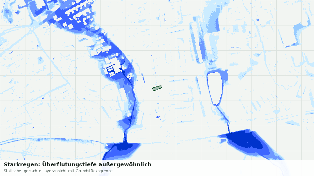 Statische Kartenansicht: Starkregen: Überflutungstiefe außergewöhnlich
