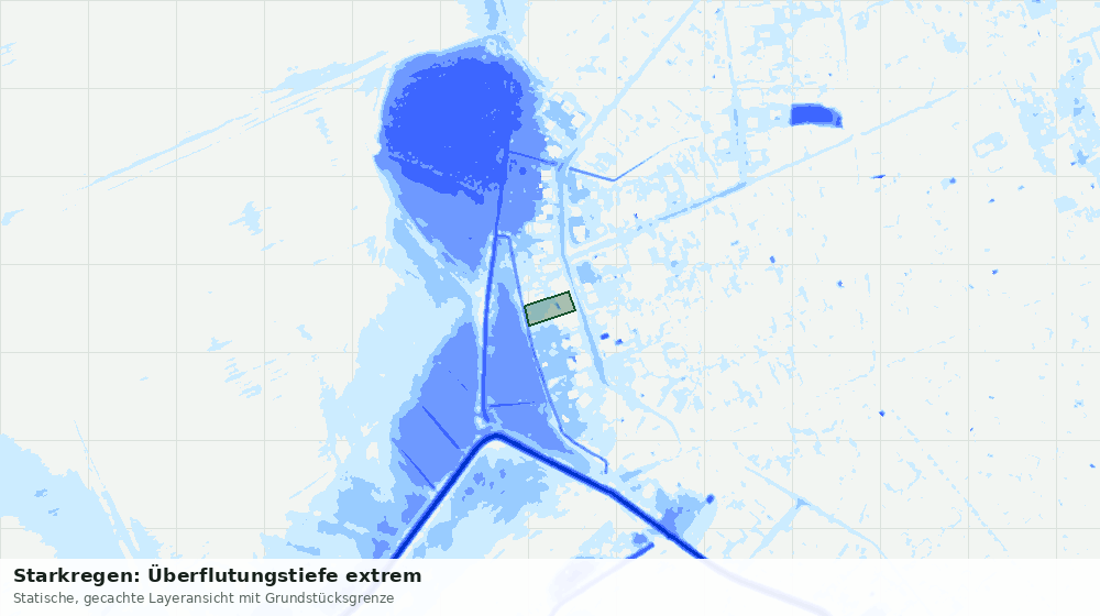 Statische Kartenansicht: Starkregen: Überflutungstiefe extrem