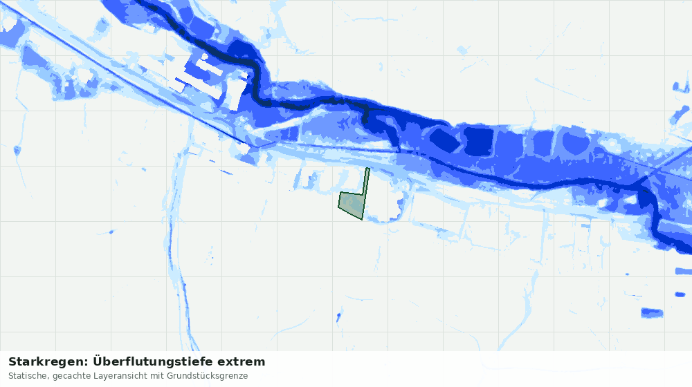 Statische Kartenansicht: Starkregen: Überflutungstiefe extrem