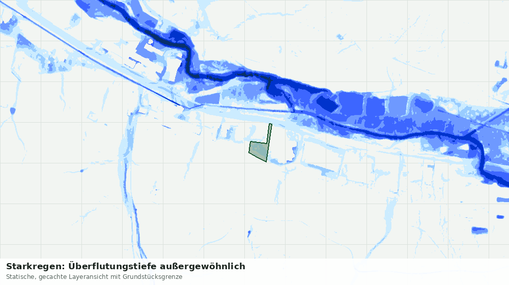 Statische Kartenansicht: Starkregen: Überflutungstiefe außergewöhnlich
