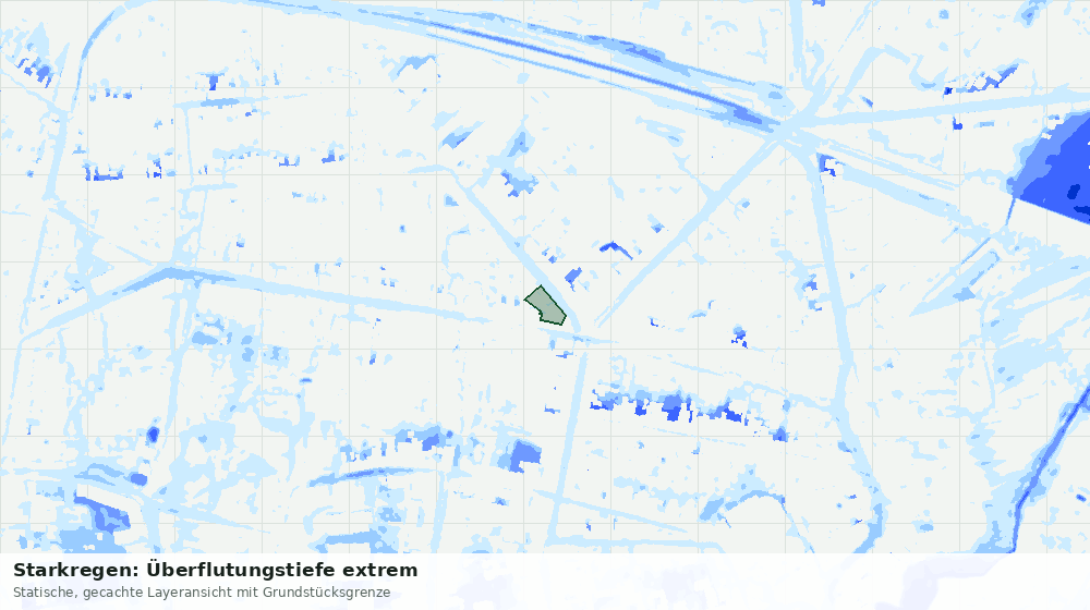 Statische Kartenansicht: Starkregen: Überflutungstiefe extrem