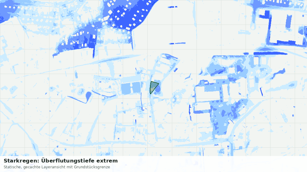 Statische Kartenansicht: Starkregen: Überflutungstiefe extrem