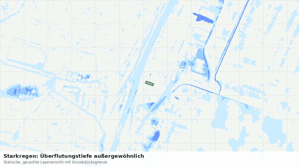 Statische Kartenansicht: Starkregen: Überflutungstiefe außergewöhnlich