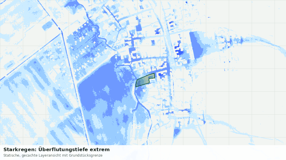 Statische Kartenansicht: Starkregen: Überflutungstiefe extrem
