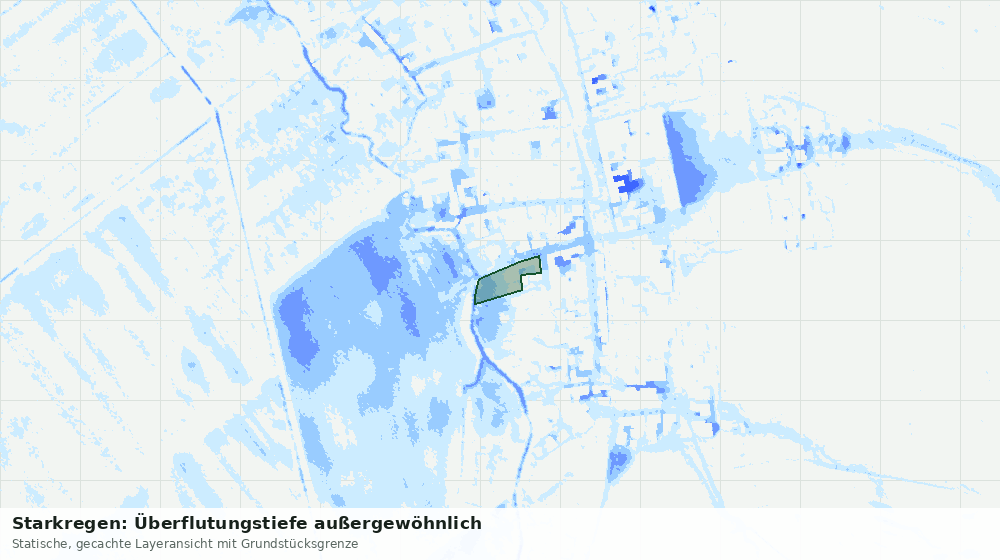 Statische Kartenansicht: Starkregen: Überflutungstiefe außergewöhnlich