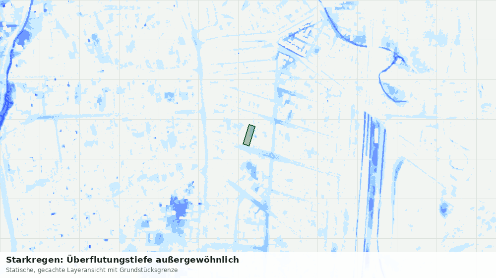Statische Kartenansicht: Starkregen: Überflutungstiefe außergewöhnlich
