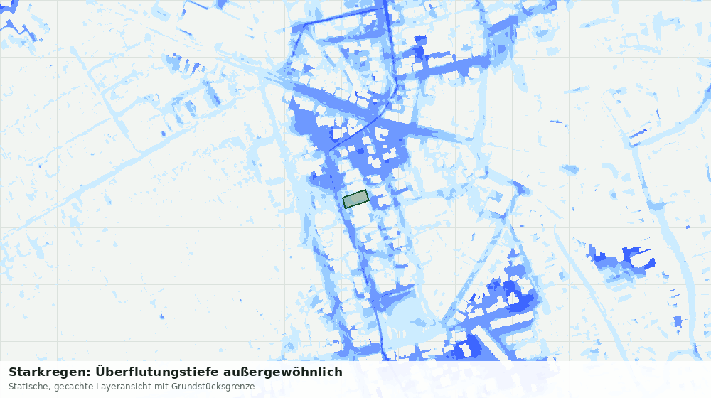 Statische Kartenansicht: Starkregen: Überflutungstiefe außergewöhnlich