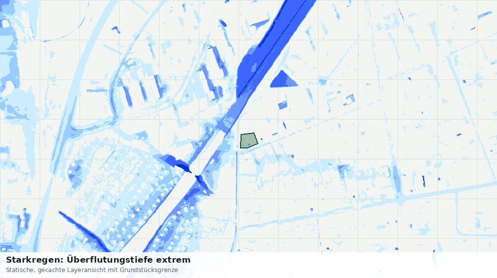 Statische Kartenansicht: Starkregen: Überflutungstiefe extrem