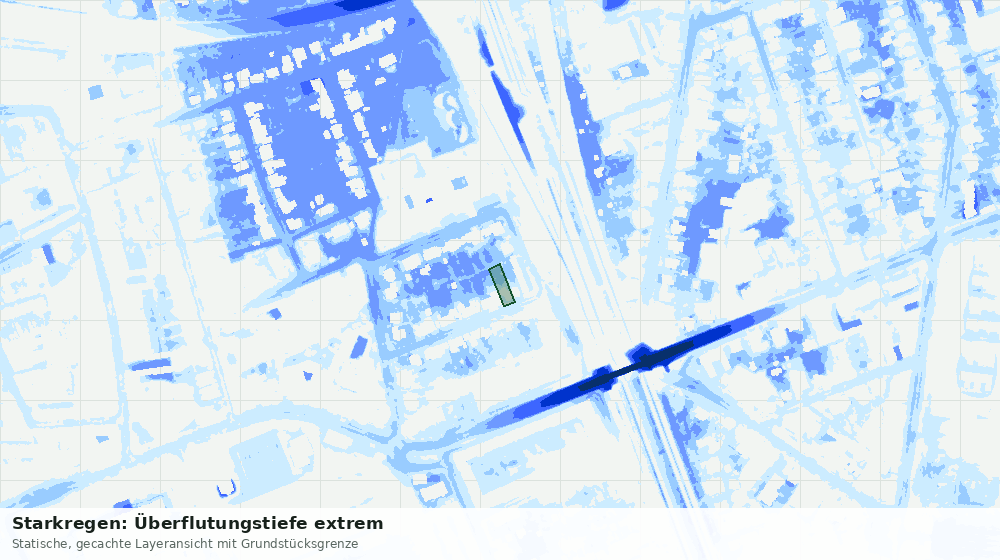 Statische Kartenansicht: Starkregen: Überflutungstiefe extrem