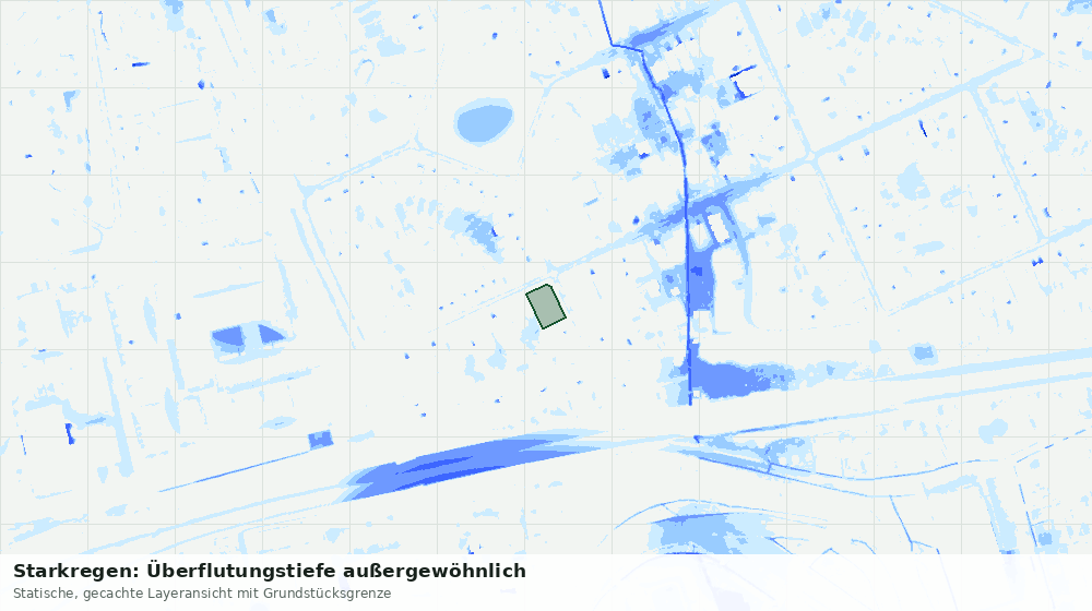 Statische Kartenansicht: Starkregen: Überflutungstiefe außergewöhnlich