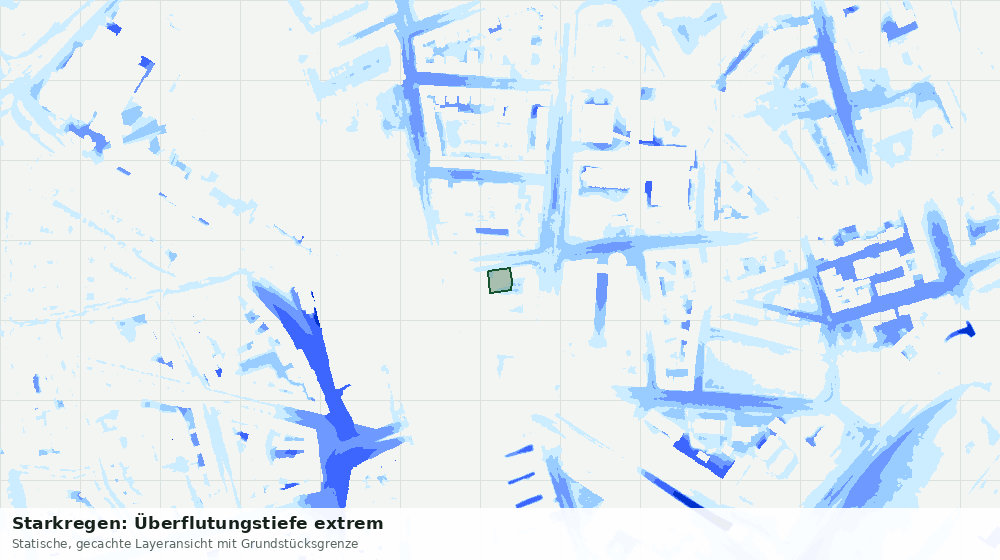 Statische Kartenansicht: Starkregen: Überflutungstiefe extrem