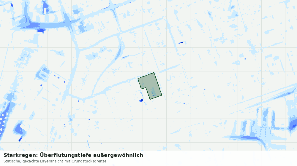 Statische Kartenansicht: Starkregen: Überflutungstiefe außergewöhnlich