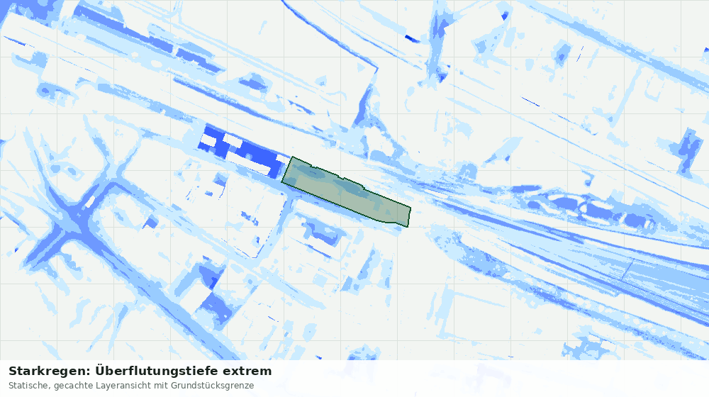 Statische Kartenansicht: Starkregen: Überflutungstiefe extrem