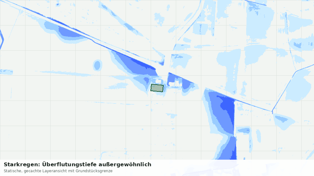 Statische Kartenansicht: Starkregen: Überflutungstiefe außergewöhnlich