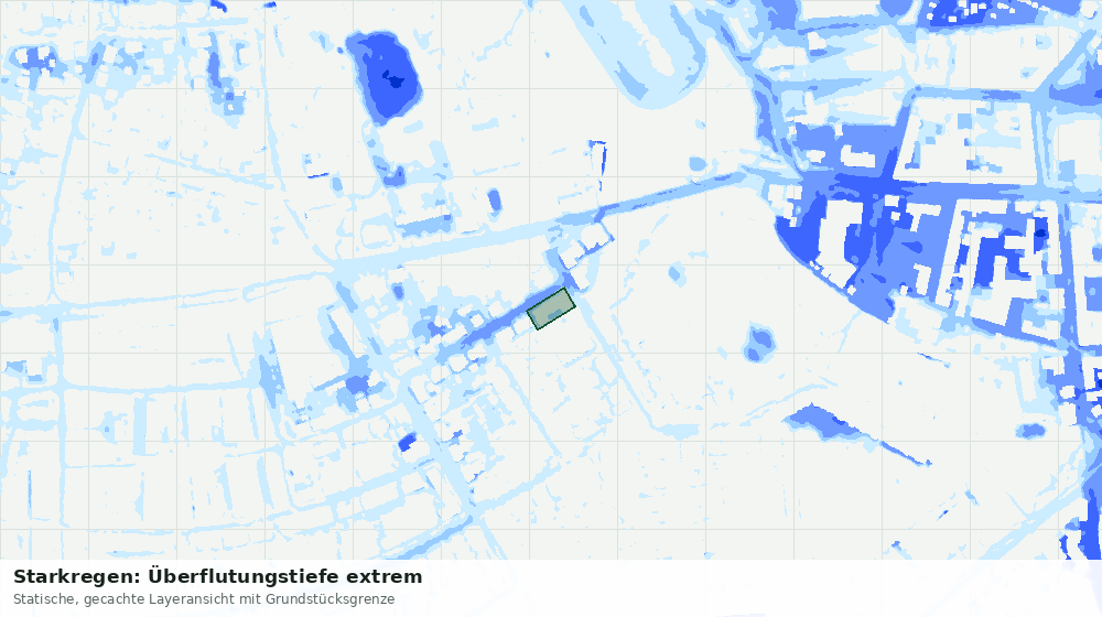 Statische Kartenansicht: Starkregen: Überflutungstiefe extrem