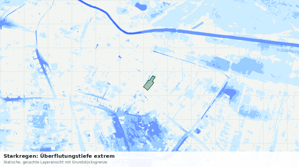 Statische Kartenansicht: Starkregen: Überflutungstiefe extrem