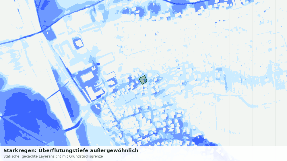 Statische Kartenansicht: Starkregen: Überflutungstiefe außergewöhnlich
