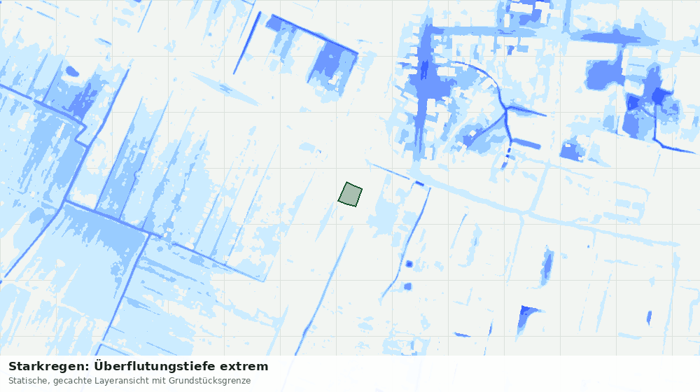 Statische Kartenansicht: Starkregen: Überflutungstiefe extrem
