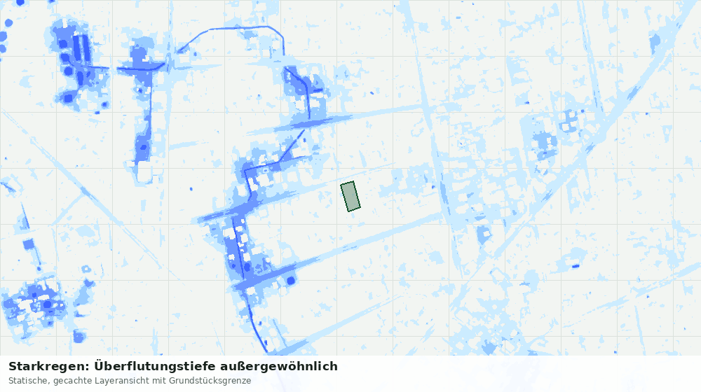 Statische Kartenansicht: Starkregen: Überflutungstiefe außergewöhnlich