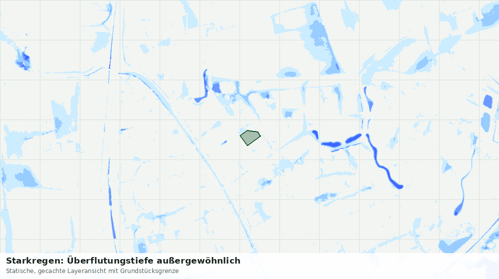 Statische Kartenansicht: Starkregen: Überflutungstiefe außergewöhnlich