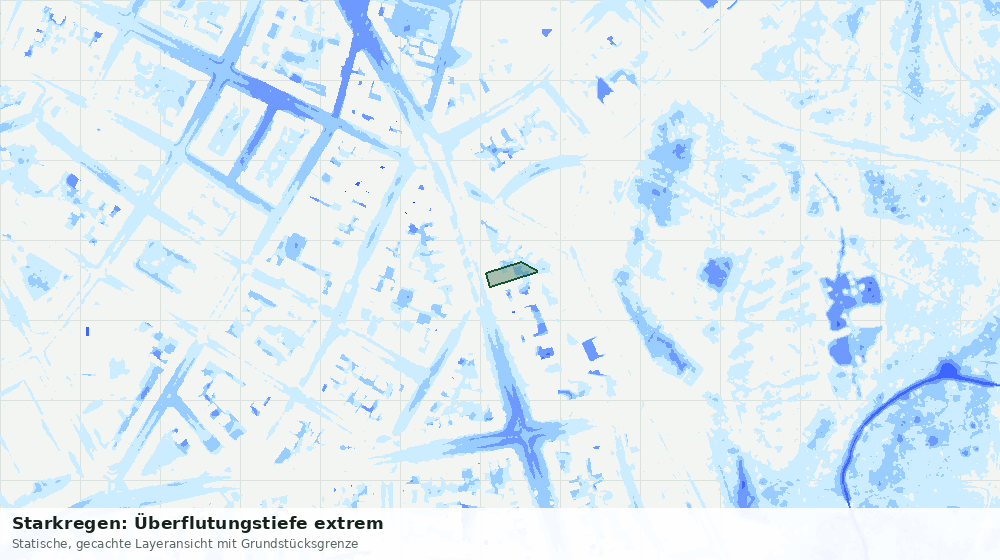 Statische Kartenansicht: Starkregen: Überflutungstiefe extrem