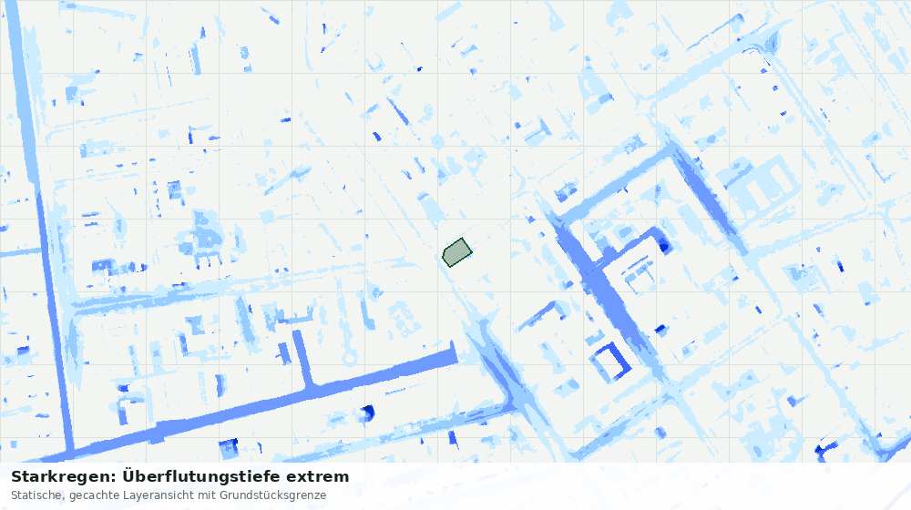 Statische Kartenansicht: Starkregen: Überflutungstiefe extrem