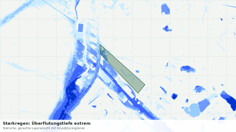 Statische Kartenansicht: Starkregen: Überflutungstiefe extrem