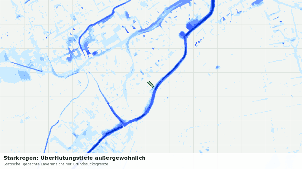 Statische Kartenansicht: Starkregen: Überflutungstiefe außergewöhnlich