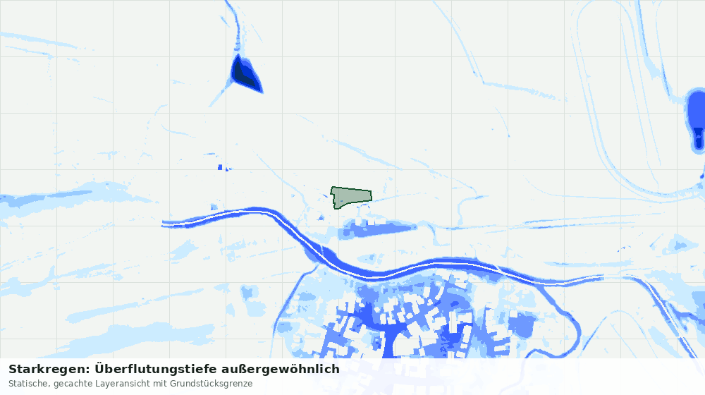 Statische Kartenansicht: Starkregen: Überflutungstiefe außergewöhnlich