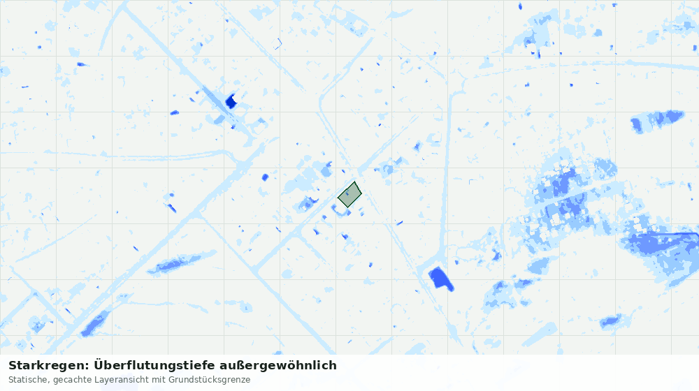 Statische Kartenansicht: Starkregen: Überflutungstiefe außergewöhnlich