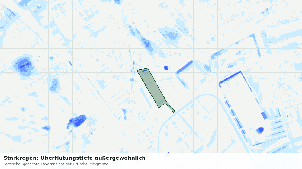 Statische Kartenansicht: Starkregen: Überflutungstiefe außergewöhnlich