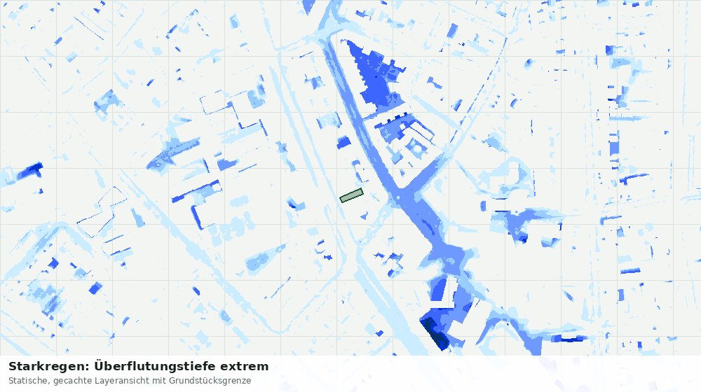 Statische Kartenansicht: Starkregen: Überflutungstiefe extrem