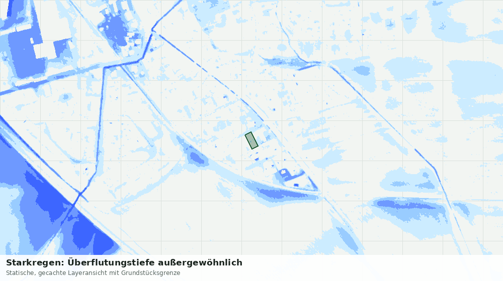 Statische Kartenansicht: Starkregen: Überflutungstiefe außergewöhnlich
