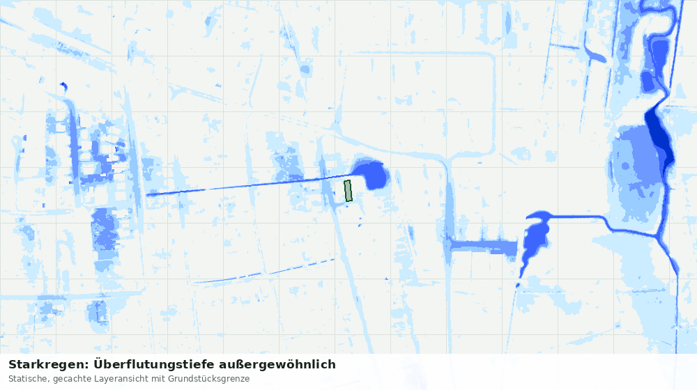 Statische Kartenansicht: Starkregen: Überflutungstiefe außergewöhnlich