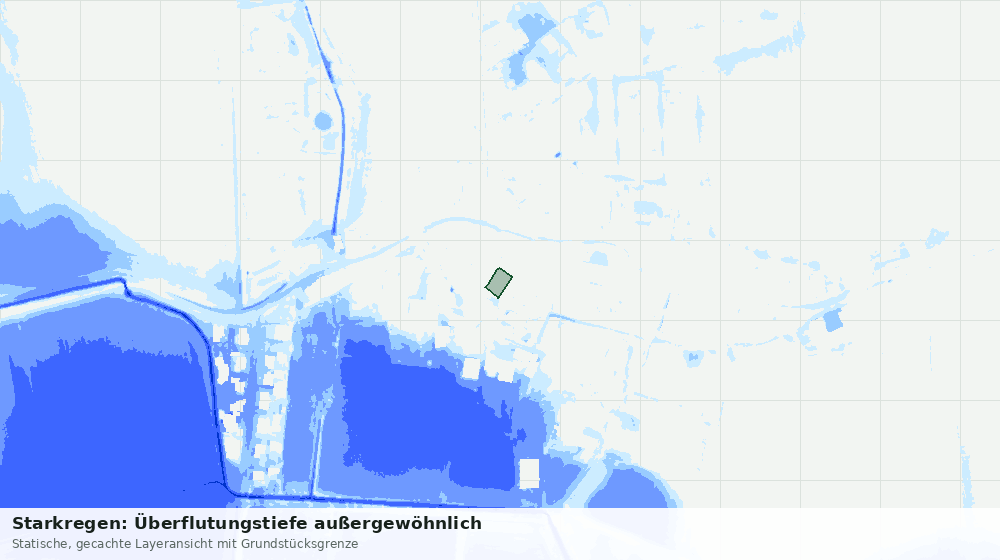 Statische Kartenansicht: Starkregen: Überflutungstiefe außergewöhnlich
