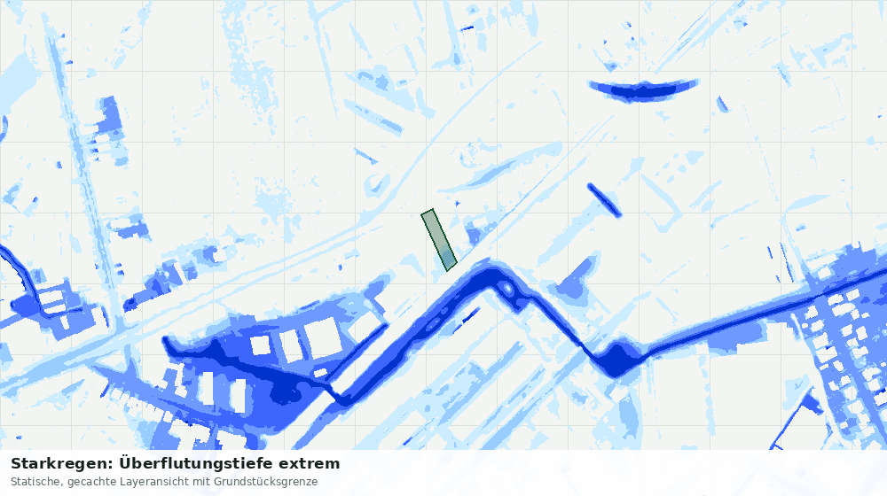 Statische Kartenansicht: Starkregen: Überflutungstiefe extrem