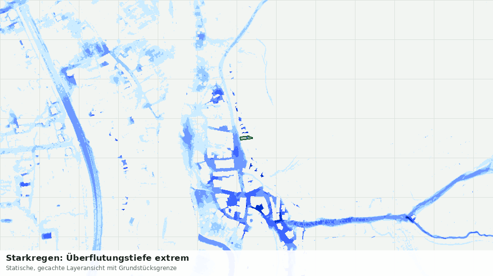 Statische Kartenansicht: Starkregen: Überflutungstiefe extrem