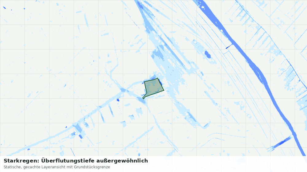 Statische Kartenansicht: Starkregen: Überflutungstiefe außergewöhnlich