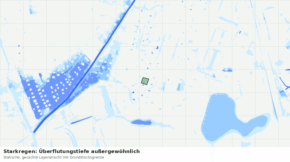 Statische Kartenansicht: Starkregen: Überflutungstiefe außergewöhnlich
