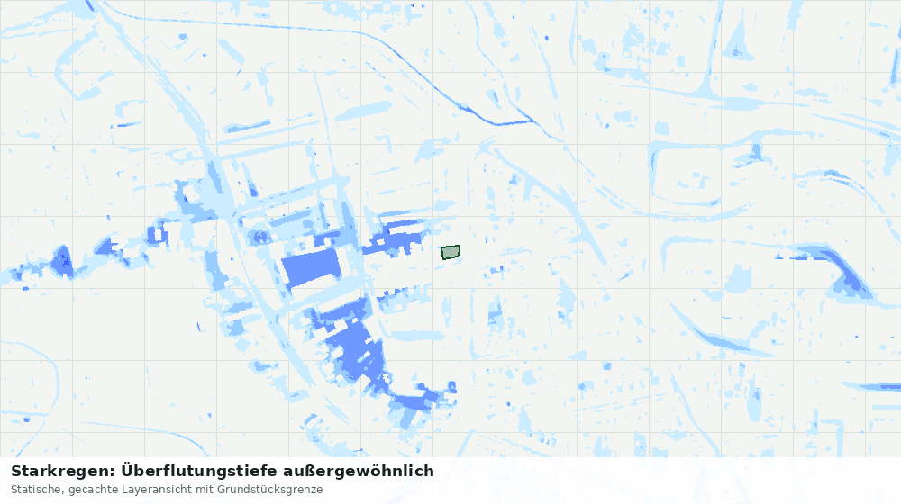 Statische Kartenansicht: Starkregen: Überflutungstiefe außergewöhnlich