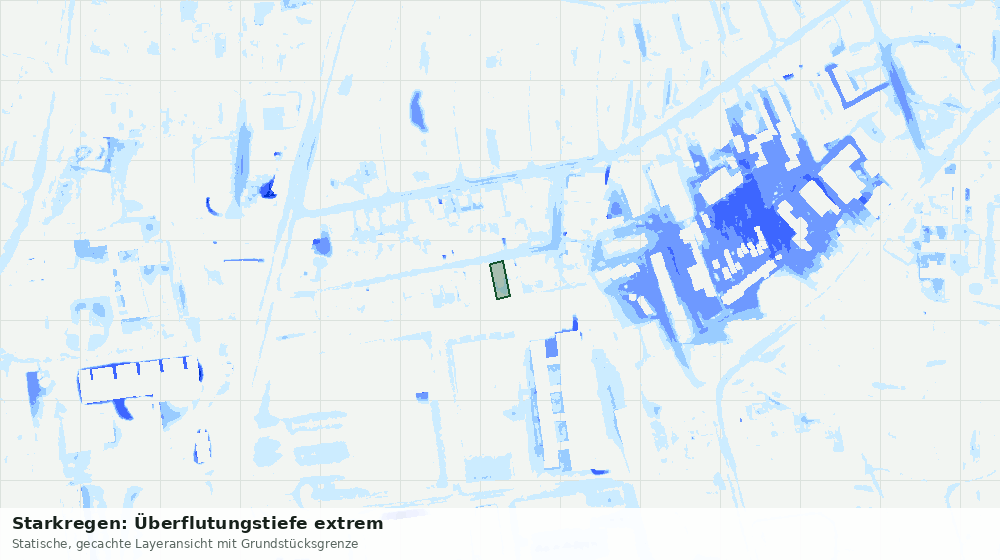 Statische Kartenansicht: Starkregen: Überflutungstiefe extrem
