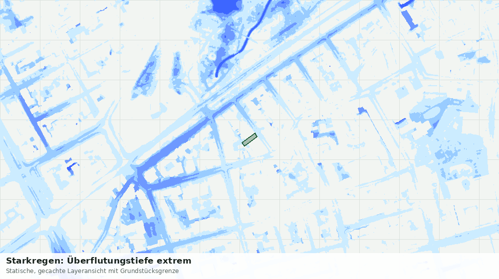 Statische Kartenansicht: Starkregen: Überflutungstiefe extrem